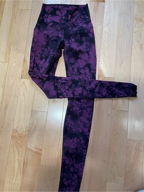 lululemon athletica Purple and Black Tie-Dye High-Rise Leggings